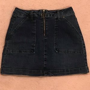 Jean zip down skirt